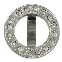 Edelstahl Foldover Verschluss, 304 Edelstahl, Kreisring, mit Strass, originale Farbe, 16x16x7mm, verkauft von PC