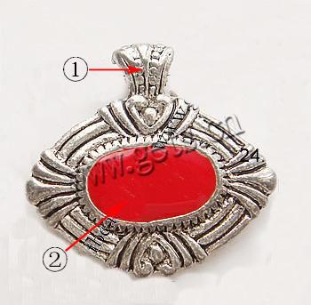 Zinc Alloy Enamel Pendants, Oval, plated, more colors for choice, 26x24.5x3mm, Sold By PC