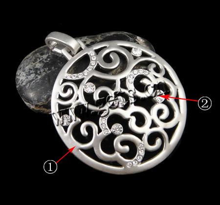 Zinc Alloy Rhinestone Pendants, Coin, plated, with rhinestone, more colors for choice, 46x57x6mm, Hole:Approx 2x4mm, Sold By PC