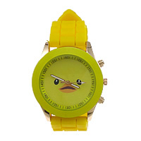 Reloj de Pulsera de mujeres, aleación de zinc, con Vidrio & silicona, chapado, amarillo, 45x41mm, 20mm, longitud:aproximado 10 Inch, Vendido por UD