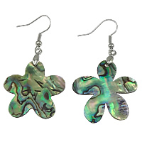 Abalone Shell Earring, with Brass, Flower, platinum color plated 