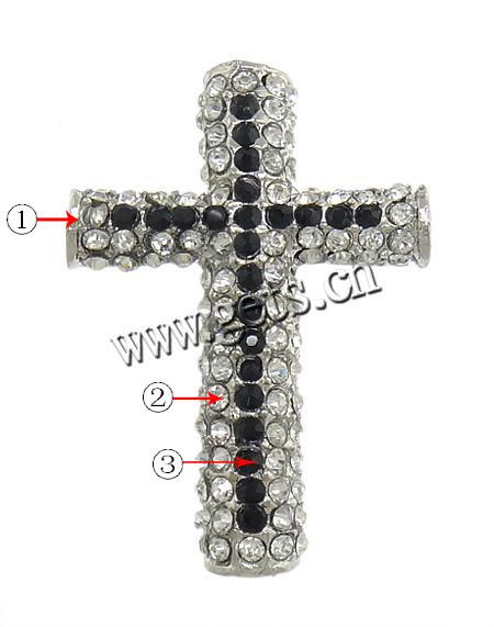 Strass Zinklegierung Perlen, Kreuz, plattiert, keine, 27x39x7mm, Bohrung:ca. 3mm, verkauft von PC