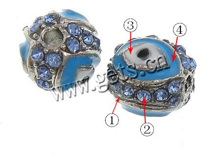 Zink Legierung Evil Eye Perlen, Strass, rund, plattiert, böser Blick- Muster & Kundenindividuell & Emaille, keine, 8mm, Bohrung:ca. 1.5mm, verkauft von PC