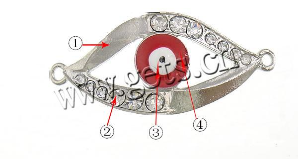 Conector de aleación de Zinc de diamantes de imitación, Ojo de Caballo, chapado, esmalte & con diamantes de imitación & 1/1 aro, más colores para la opción, 50x22x4mm, agujero:aproximado 3mm, Vendido por UD