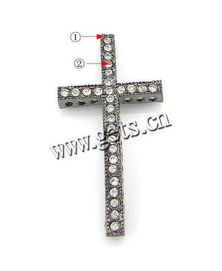 Conector de aleación de Zinc de diamantes de imitación, Cruces, chapado, con diamantes de imitación, más colores para la opción, 24x48x4mm, agujero:aproximado 1.5mm, Vendido por UD