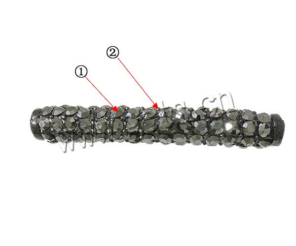 Zinklegierung Rohr Perlen, plattiert, Kundenindividuell & mit Strass, keine, frei von Kadmium, 31.5x5x5mm, Bohrung:ca. 1.8mm, verkauft von PC