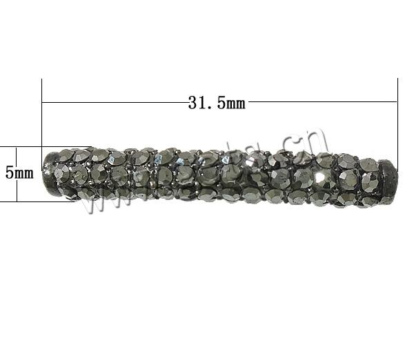 Zinklegierung Rohr Perlen, plattiert, Kundenindividuell & mit Strass, keine, frei von Kadmium, 31.5x5x5mm, Bohrung:ca. 1.8mm, verkauft von PC