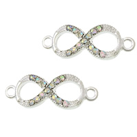 Zinc Alloy Connector Bar, Infinity, plated, Customized & with rhinestone & 1/1 loop cadmium free Approx 2mm 