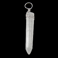 Agate Pendants de Quartz , agate quartz de glace, avec alliage de zinc, Pointe, Placage de couleur platine Environ 8mm, Vendu par PC