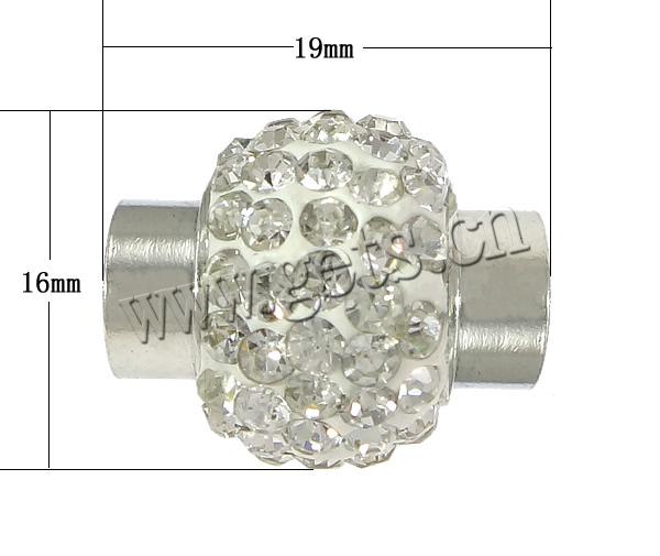 Brass Magnetic Clasp, with Rhinestone Clay Pave, Lantern, plated, more colors for choice, lead & cadmium free, 19x16mm, Hole:Approx 6mm, Sold By PC