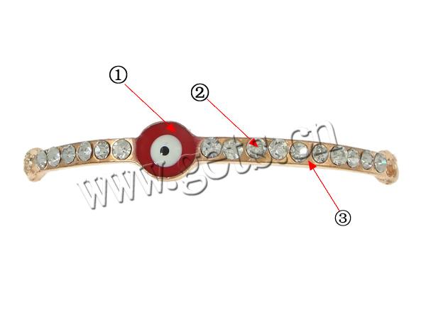 Connecteur de bijoux de mauvais œil, alliage de zinc, Placage, émail & avec strass & boucle de 1/1, plus de couleurs à choisir, sans cadmium, 49x7x7mm, Trou:Environ 2mm, Vendu par PC