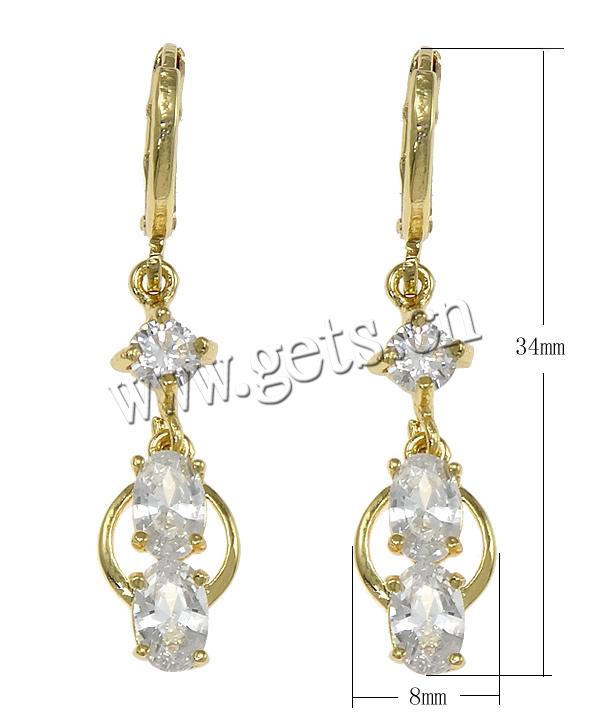 Huggie Hoop Drop Earring, Brass, plated, micro pave cubic zirconia & faceted, more colors for choice, 8x34x3mm, Sold By Pair