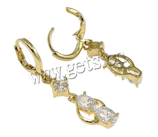 Huggie Hoop Drop Earring, Brass, plated, micro pave cubic zirconia & faceted, more colors for choice, 8x34x3mm, Sold By Pair