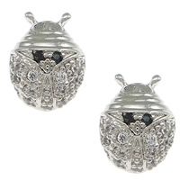 Cubic Zirconia Micro Pave Brass Beads, Ladybug, plated, micro pave cubic zirconia & hollow Approx 1mm 