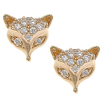 Cubic Zirconia Micro Pave Brass Beads, Fox, plated, micro pave cubic zirconia & hollow Approx 1mm 