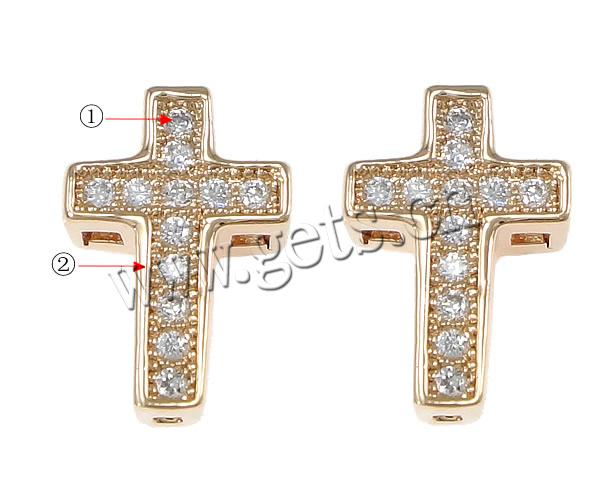 Cubic Zirconia Micro Pave Brass Beads, Cross, plated, micro pave cubic zirconia, more colors for choice, 7x10.5x4mm, Hole:Approx 0.5mm, Sold By PC