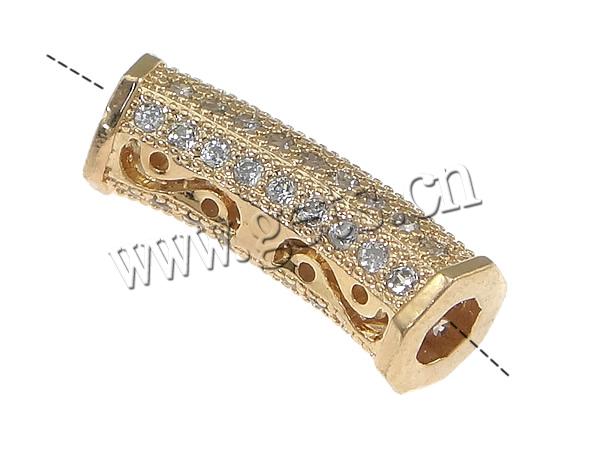 Cubic Zirconia Micro Pave Brass Beads, Tube, plated, micro pave cubic zirconia & hollow, more colors for choice, 20x7mm, Hole:Approx 3.5mm, Sold By PC