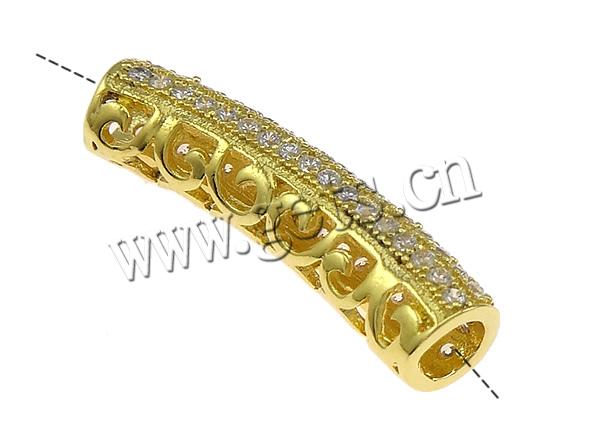 Cubic Zirconia Micro Pave Brass Beads, Tube, plated, micro pave cubic zirconia & hollow, more colors for choice, 25x6mm, Hole:Approx 3.5mm, Sold By PC