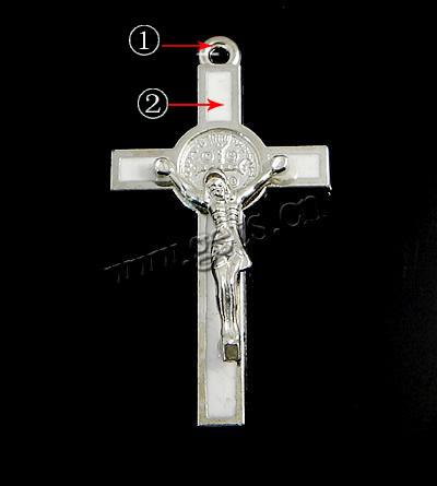 Zinklegierung Kreuz Anhänger, plattiert, Emaille, keine, 53x29x6mm, Bohrung:ca. 2mm, verkauft von PC