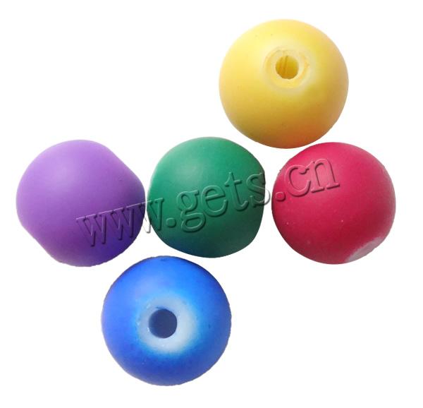 Perlas de vidrio recubierto de goma, Esférico, diverso tamaño para la opción & Modificado para requisitos particulares, más colores para la opción, agujero:aproximado 1-2mm, longitud:aproximado 32 Inch, Vendido por Sarta