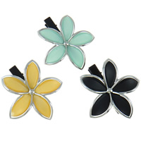 Acrylic Alligator Hair Clip, with Iron, Flower, UV plating 