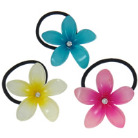 Gomas para el Cabello, Acrílico, con Cuerda de goma revestido de nylón, Flor, con diamantes de imitación, más colores para la opción, 62x63x18mm, 12PCs/Bolsa, Vendido por Bolsa