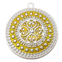 Zinc Alloy Enamel Pendants, Flat Round, plated, Customized & with rhinestone nickel, lead & cadmium free Approx 2.5mm 