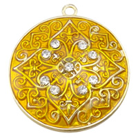 Zinc Alloy Enamel Pendants, Flat Round, plated, Customized & with rhinestone nickel, lead & cadmium free Approx 2.5mm 