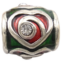 Émail Zinc Alloy European Beads, alliage de zinc, tambour, Placage, Personnalisé & sans filetage & avec strass, plus de couleurs à choisir, protéger l'environnement, sans nickel, plomb et cadmium Environ 5mm, Vendu par PC