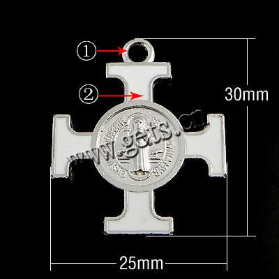 Zinklegierung Kreuz Anhänger, plattiert, Emaille, keine, 30x25x3mm, Bohrung:ca. 2mm, verkauft von PC