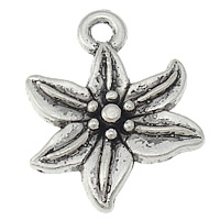 Zinklegierung Blume Anhänger, plattiert, keine, frei von Kadmium, 13x17x2.5mm, Bohrung:ca. 1.5mm, ca. 1250PCs/kg, verkauft von kg