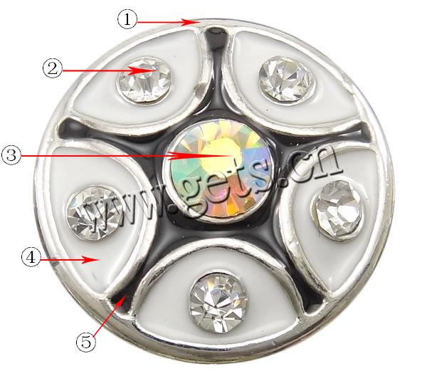 цинковый сплав Привязать компонент застежкой, Плоская круглая форма, Другое покрытие, Индивидуальные & эмаль & со стразами, Много цветов для выбора, не содержит никель, свинец, 19x10mm, продается PC
