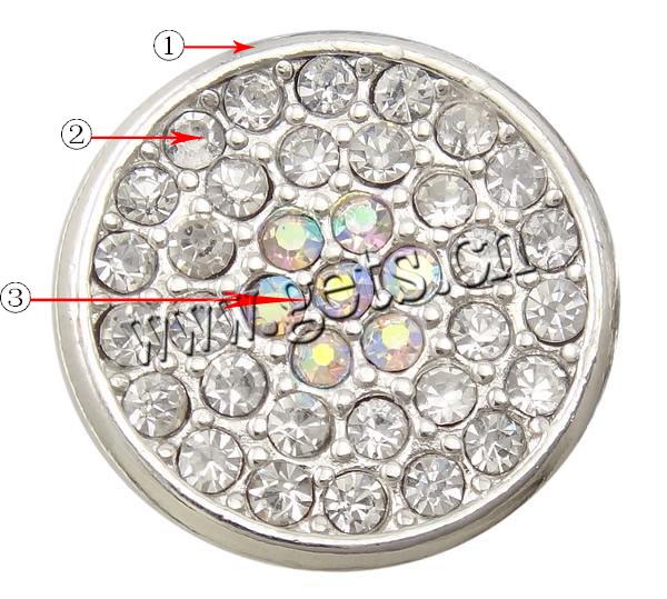 цинковый сплав Привязать компонент застежкой, Плоская круглая форма, Другое покрытие, Индивидуальные & со стразами, Много цветов для выбора, не содержит никель, свинец, 19x10mm, продается PC