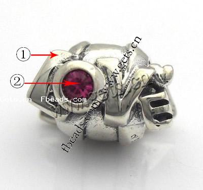 Rhinestone Zinc Alloy European Beads, Drum, plated, without troll & with rhinestone, more colors for choice, 10x8mm, Hole:Approx 4mm, Sold By PC