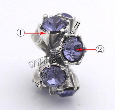 Strass Zink Legierung Europa Perlen, Zinklegierung, Blume, plattiert, ohne troll & mit Strass, keine, 10x6mm, Bohrung:ca. 5mm, verkauft von PC