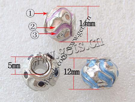 Gota de Europeo de aleación de zinc con esmalte, Toroidal, chapado, sin rosca & agujero largo, más colores para la opción, 14x12mm, agujero:aproximado 5mm, Vendido por UD