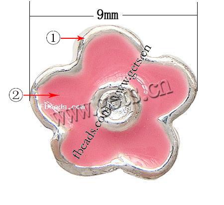 Enamel Zinc Alloy European Beads, Flower, plated, large hole, more colors for choice, 9x10x10mm, Hole:Approx 5mm, Sold By PC