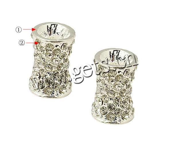 Strass Messing Perlen, Hantel, plattiert, mit Strass, keine, 20x13mm, Bohrung:ca. 6.8mm, 100PCs/Tasche, verkauft von Tasche