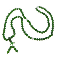 Handgelenk-Mala, Jade, mit elastischer Faden, rund, grün, 6.5mm, 7.5mm, 7x8.5mm, Länge:ca. 26 ZollInch, verkauft von Strang