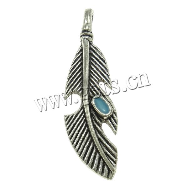 Zinc Alloy Feather Pendants, plated, Customized & enamel, more colors for choice, 11x39.5x5.5mm, Hole:Approx 3mm, Sold By PC