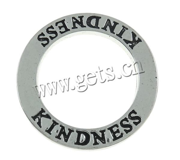 Zinklegierung Verbindungsring, Wort Freundlichkeit, plattiert, mit Brief Muster, keine, frei von Nickel, Blei & Kadmium, 22x2mm, Bohrung:ca. 15mm, verkauft von PC