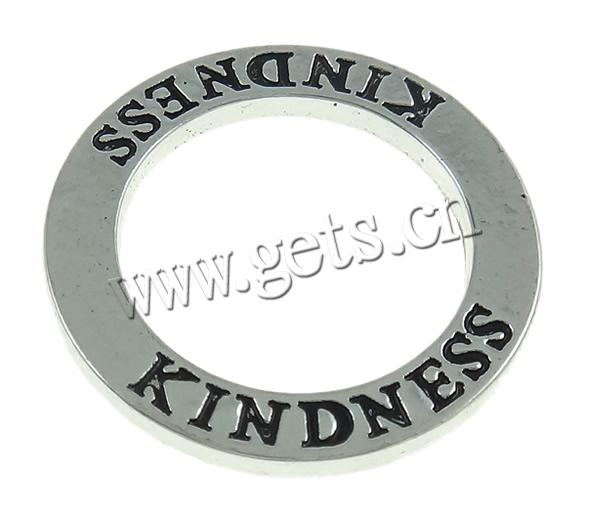 Zinklegierung Verbindungsring, Wort Freundlichkeit, plattiert, mit Brief Muster, keine, frei von Nickel, Blei & Kadmium, 22x2mm, Bohrung:ca. 15mm, verkauft von PC