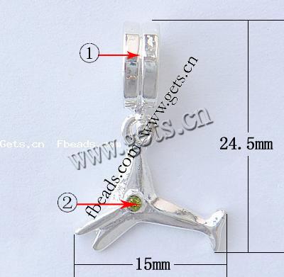 Zink Legierung Europa Anhänger, Zinklegierung, plattiert, mit troll & mit Strass, keine, 24.5x15x3mm, Bohrung:ca. 4mm, verkauft von PC