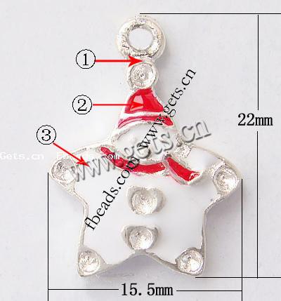 Zinc Alloy Christmas Pendants, Snowman, plated, Christmas jewelry & enamel, more colors for choice, 22x15.5x3.5mm, Hole:Approx 2mm, Sold By PC