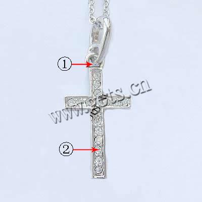 Zinc Alloy Cross Pendants, plated, with rhinestone, more colors for choice, 23x14x2.5mm, Sold By PC