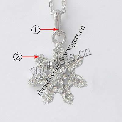 Zinc Alloy Christmas Pendants, Snowflake, plated, with rhinestone, more colors for choice, 19x20x4mm, Sold By PC