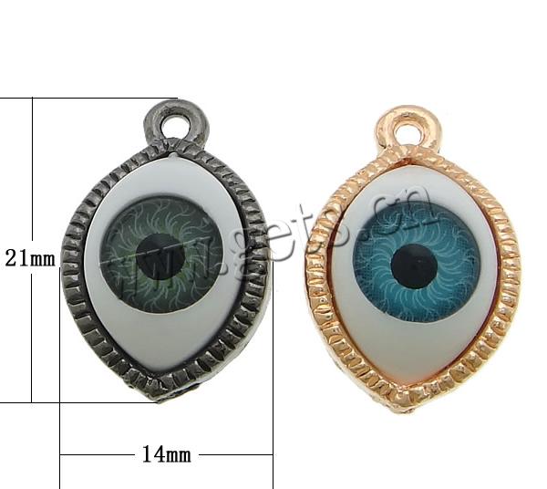 Zink-Legierung Evil Eye Anhänger, Zinklegierung, mit Kunststoff, blöser Blick, plattiert, Kundenindividuell & Epoxy Aufkleber, keine, frei von Kadmium, 14x21x7.5mm, Bohrung:ca. 2mm, verkauft von PC