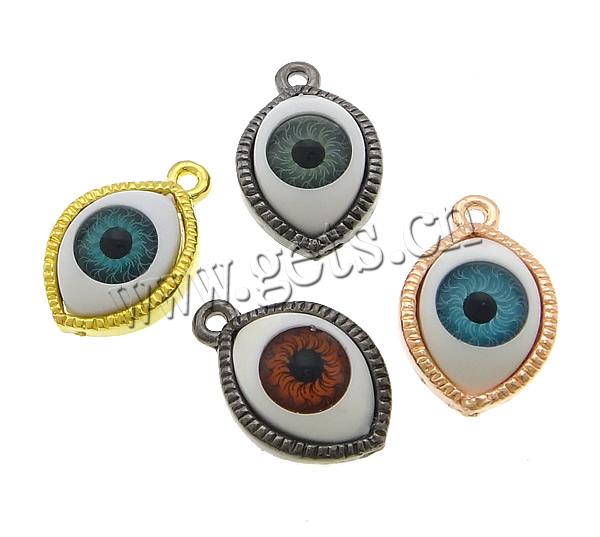 Zink-Legierung Evil Eye Anhänger, Zinklegierung, mit Kunststoff, blöser Blick, plattiert, Kundenindividuell & Epoxy Aufkleber, keine, frei von Kadmium, 14x21x7.5mm, Bohrung:ca. 2mm, verkauft von PC