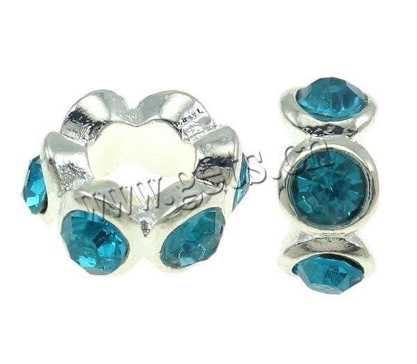 Rhinestone Zinc Alloy European Beads, Flower, plated, Customized & without troll, more colors for choice, 12.5x13x5mm, Hole:Approx 5mm, Sold By PC