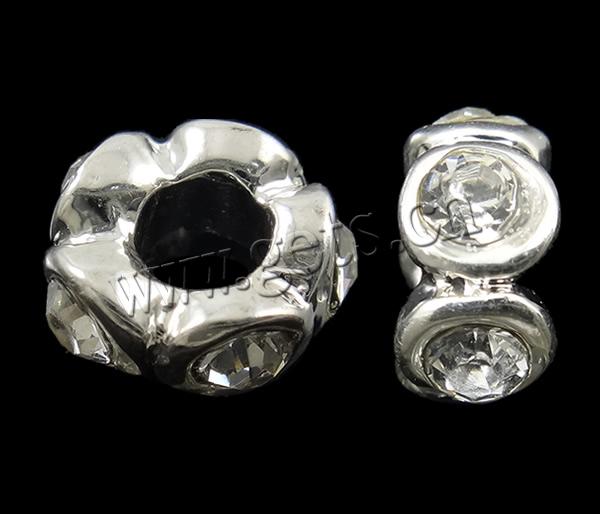 grano Europeo de aleación Zinc con diamante, aleación de zinc, Flor, chapado, Modificado para requisitos particulares & sin rosca, más colores para la opción, 11x5mm, agujero:aproximado 5mm, Vendido por UD